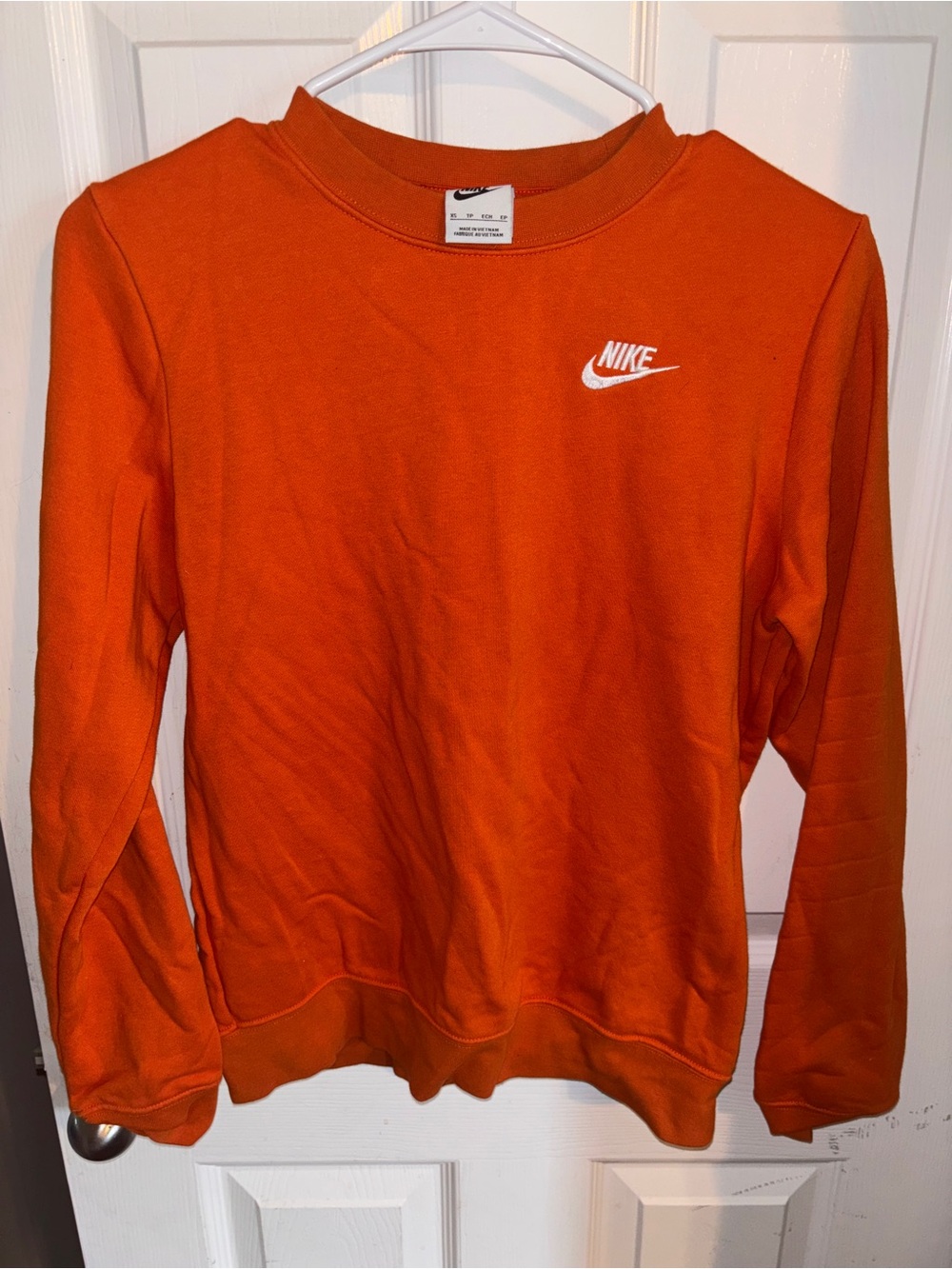 Nike Orange Crewneck Sweatshirt with White Logo